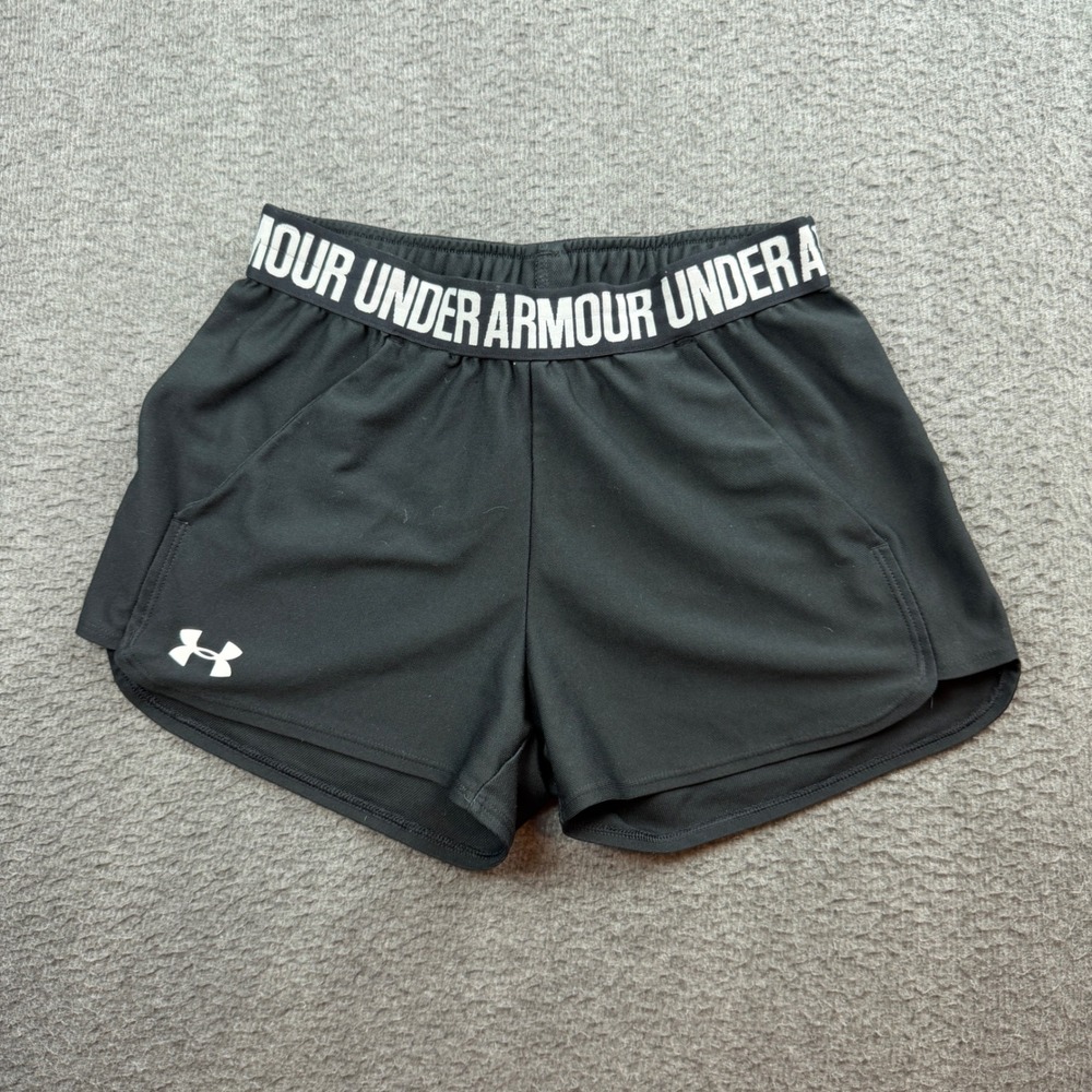 Under Armour Shorts Women's XS Black Athletic Running Gym Pockets Logo
